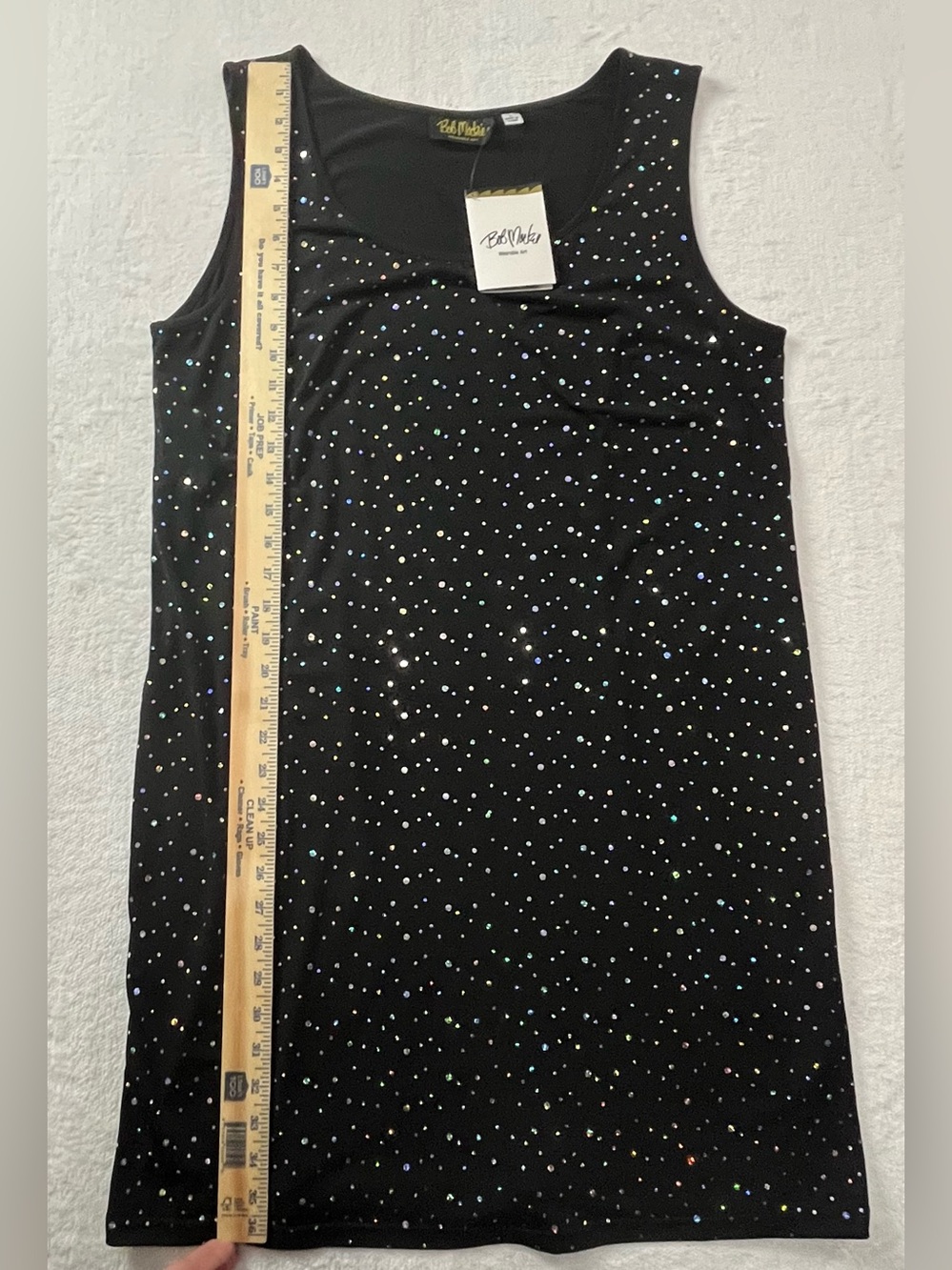 Bob Mackie Wearable Art Black Rhinestone Dress Sparkly Sleeveless Glam Large - Picture 7 of 7